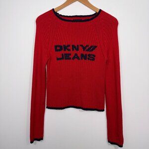 Vintage DKNY Jeans Heavy Knit Sweater Red Size Large